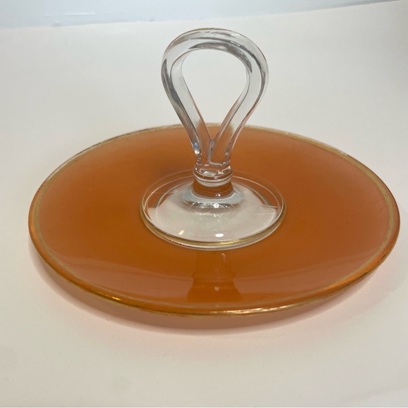 Depression Glass Orange Tidbit Tray - Picture 1 of 6